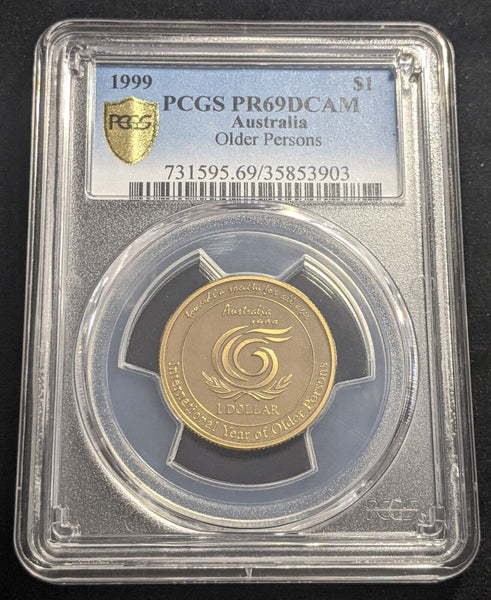 1999 Proof One Dollar $1 Older Persons Australia PCGS PR69DCAM FDC UNC #2109