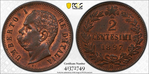 Italy 1897-R 2 Centesimi PCGS MS64RB KM# 30 #2116