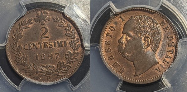 Italy 1897-R 2 Centesimi PCGS MS64RB KM# 30 #2116