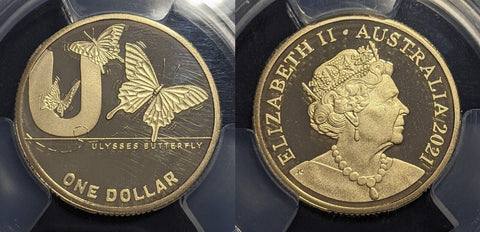 2021 Proof One Dollar $1 U Ulysses Butterfly GACH Australia PCGS PR70DCAM FDC