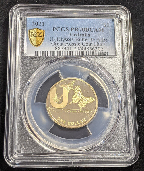 2021 Proof One Dollar $1 U Ulysses Butterfly GACH Australia PCGS PR70DCAM FDC
