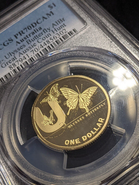 2021 Proof One Dollar $1 U Ulysses Butterfly GACH Australia PCGS PR70DCAM FDC