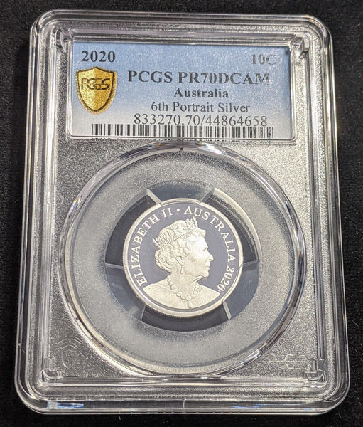 2020 Proof Silver Ten Cent 10c 6th Portrait Australia PCGS PR70DCAM FDC UNC#2126
