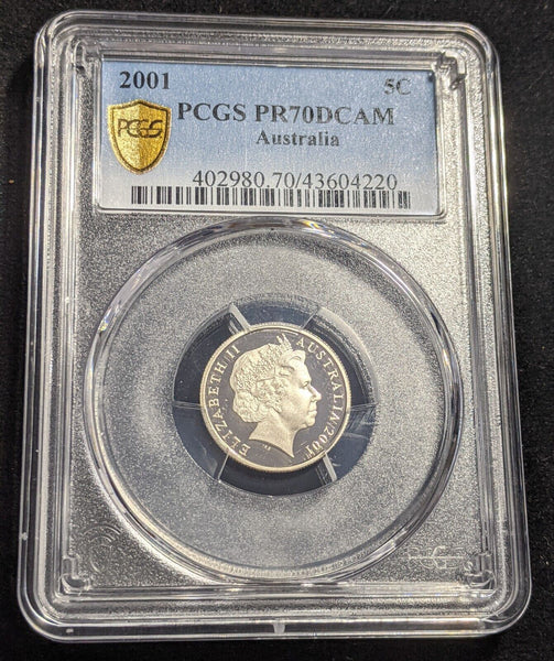 2001 Proof Five Cent 5c Australia PCGS PR70DCAM FDC UNC #2136