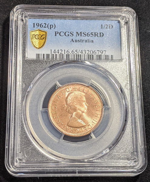 1962 P Half Penny 1/2d Australia PCGS MS65RD GEM UNC #2141