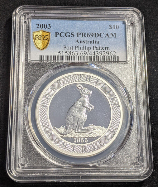 2003 Proof Silver Ten Dollar $10 Port Phillip Pattern PCGS PR69DCAM FDC UNC