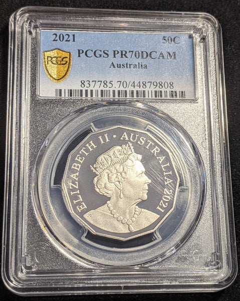 2021 Proof Fifty Cent 50c Australia PCGS PR70DCAM FDC UNC #2154
