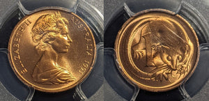1971 One Cent 1c Australia PCGS MS66RD GEM UNC #2167