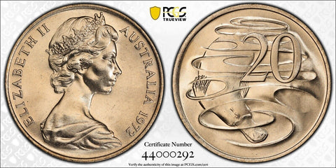 1972 Twenty Cent 20c Australia PCGS MS65 GEM UNC #2172