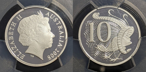 2008 Proof Silver Ten Cent 10c Australia PCGS PR69DCAM FDC UNC #2182