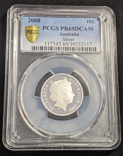 2008 Proof Silver Ten Cent 10c Australia PCGS PR69DCAM FDC UNC #2182