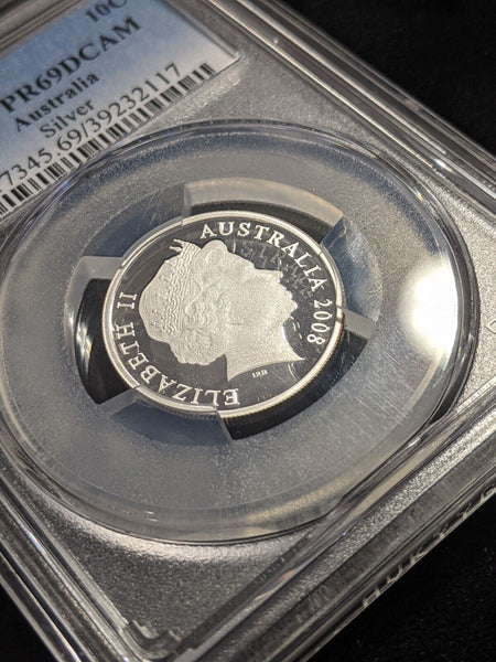 2008 Proof Silver Ten Cent 10c Australia PCGS PR69DCAM FDC UNC #2182