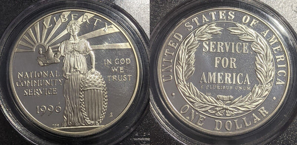 USA Proof 1996-S Dollar National Community Service Commemorative PCGS PR70DCAM