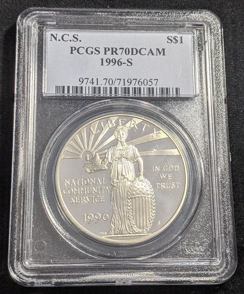 USA Proof 1996-S Dollar National Community Service Commemorative PCGS PR70DCAM