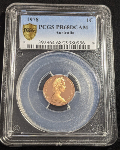 1978 Proof One Cent 1c Australia PCGS PR68DCAM FDC UNC #2196