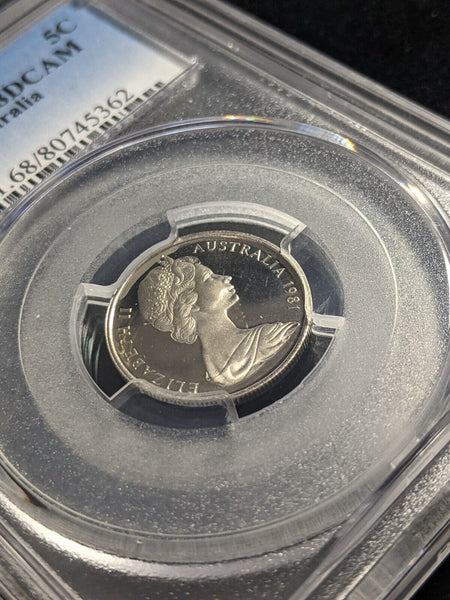 1981 Proof Five Cent 5c Australia PCGS PR68DCAM FDC UNC #2205