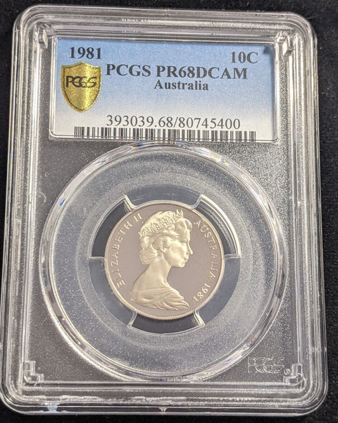 1981 Proof Ten Cent 10c Australia PCGS PR68DCAM FDC UNC #2208