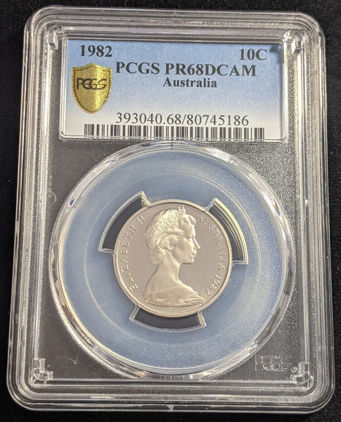 1982 Proof Ten Cent 10c Australia PCGS PR68DCAM FDC UNC #2206