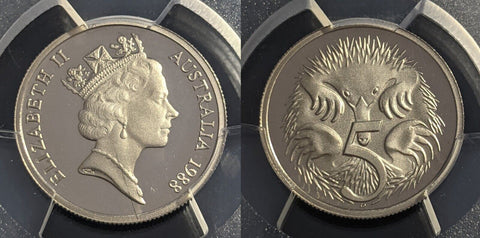 1988 Proof Five Cent 5c Australia PCGS PR68DCAM Possible Obverse Planchet Defect