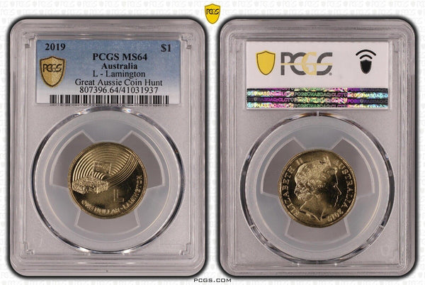 2019 One Dollar $1 Australia L-Lamington Great Aussie Coin Hunt PCGS MS64 GEM