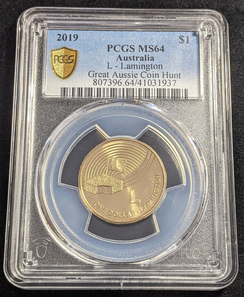 2019 One Dollar $1 Australia L-Lamington Great Aussie Coin Hunt PCGS MS64 GEM