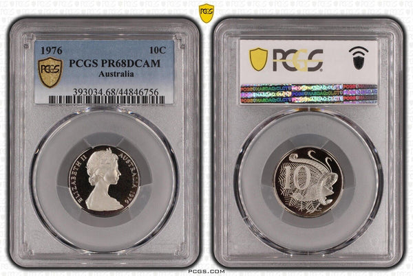 1976 Proof Ten Cent 10c Australia PCGS PR68DCAM FDC UNC #2246