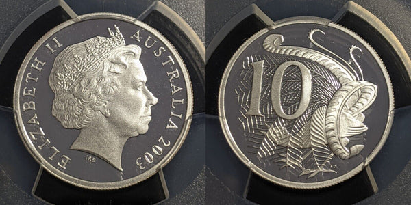 2003 Proof Silver Ten Cent 10c Australia PCGS PR70DCAM FDC UNC #2249