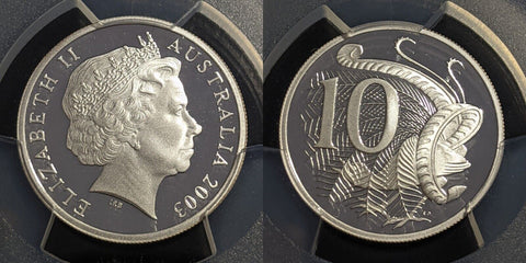2003 Proof Silver Ten Cent 10c Australia PCGS PR70DCAM FDC UNC #2249