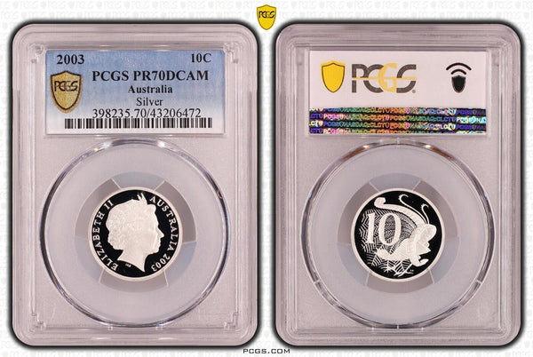 2003 Proof Silver Ten Cent 10c Australia PCGS PR70DCAM FDC UNC #2249