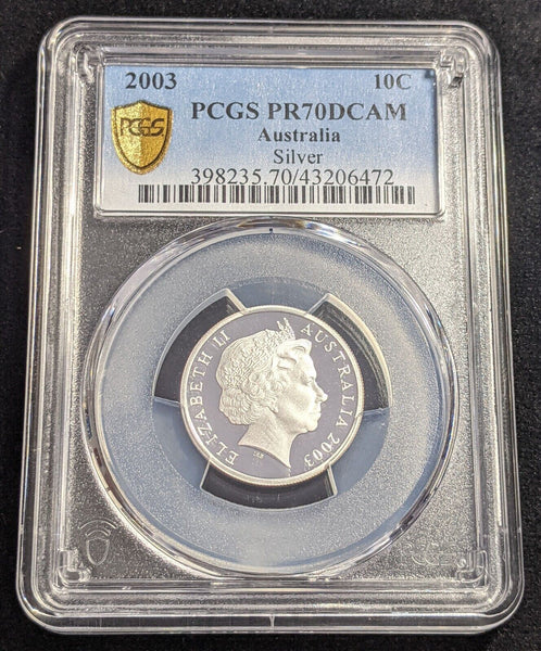 2003 Proof Silver Ten Cent 10c Australia PCGS PR70DCAM FDC UNC #2249