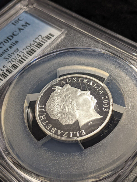 2003 Proof Silver Ten Cent 10c Australia PCGS PR70DCAM FDC UNC #2249