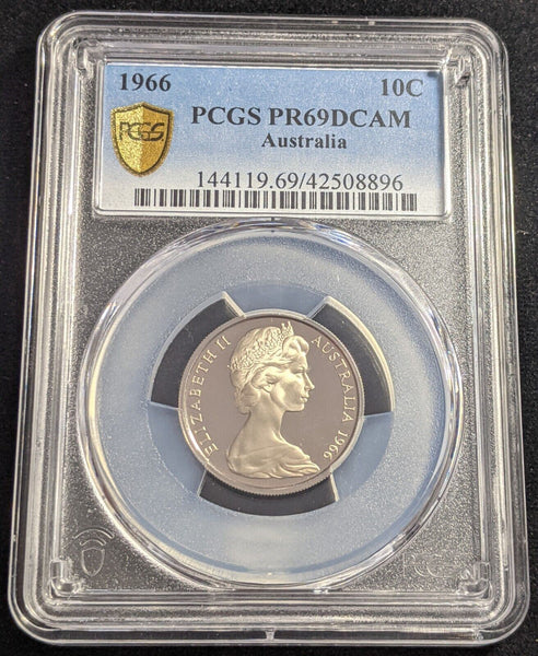 1966 Proof Ten Cent 10c Australia PCGS PR69DCAM FDC UNC #2253