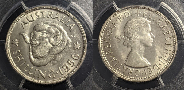 1956 M Shilling 1/- Australia PCGS MS64 GEM UNC #2256