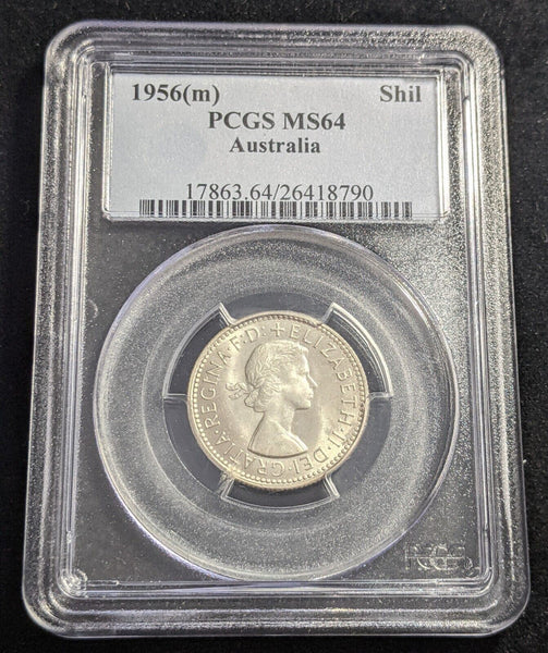 1956 M Shilling 1/- Australia PCGS MS64 GEM UNC #2256