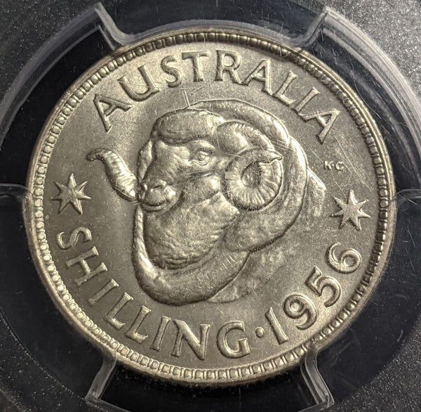 1956 M Shilling 1/- Australia PCGS MS64 GEM UNC #2256