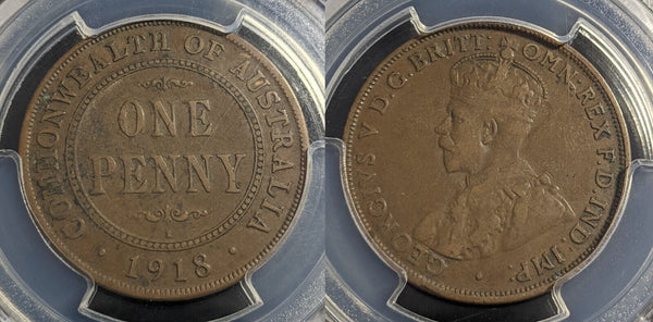 1918 I (c) penny 1d Australia PCGS VF25 VERY FINE #2257