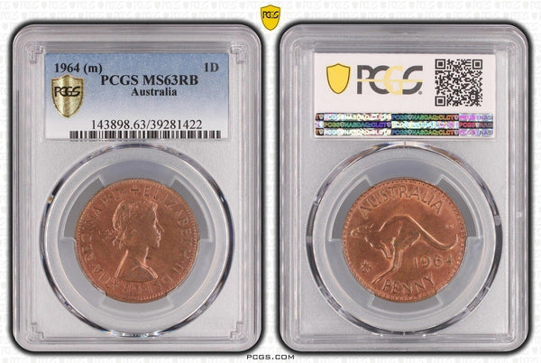 1964 M Penny 1d Australia PCGS MS63RB CHOICE UNC #2258