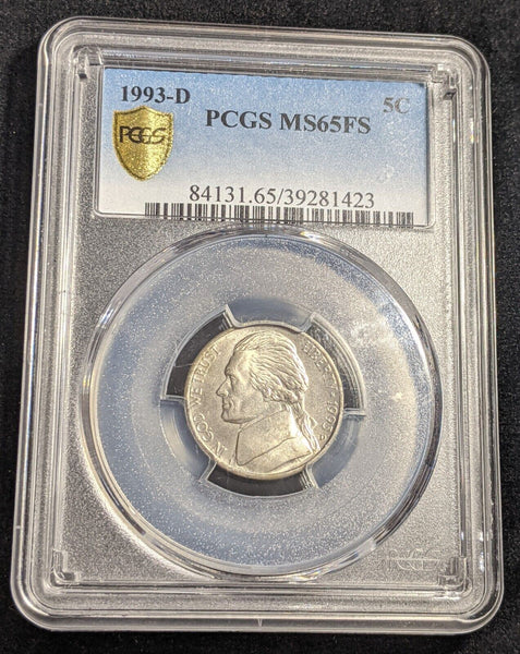 USA 1993 D 5c Five Cent Nickel PCGS MS65FS Full Strike GEM UNC #2266