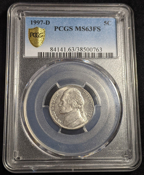 USA 1997 D 5c Five Cent Nickel PCGS MS63FS Full Strike UNC #2267