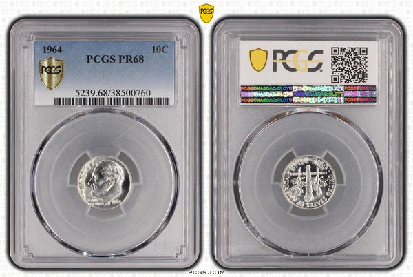 USA Proof 1964 10c Ten Cent Dime PCGS PR68 FDC UNC #2269