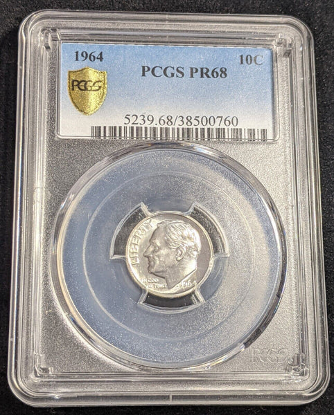 USA Proof 1964 10c Ten Cent Dime PCGS PR68 FDC UNC #2269