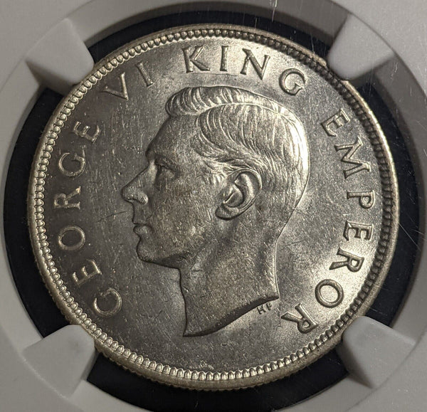 New Zealand 1943 Half Crown 1/2 Cr KM# 11 NGC AU58 aUNC #2276
