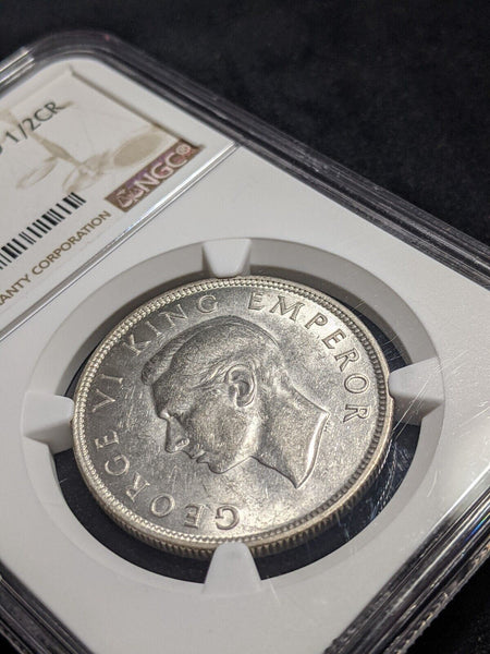 New Zealand 1943 Half Crown 1/2 Cr KM# 11 NGC AU58 aUNC #2276