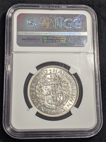 New Zealand 1943 Half Crown 1/2 Cr KM# 11 NGC AU58 aUNC #2276
