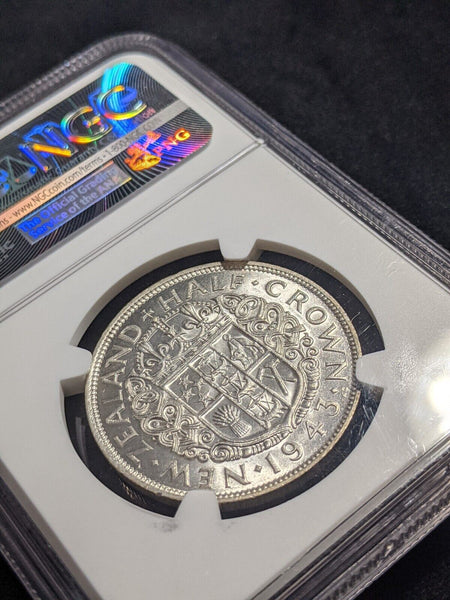 New Zealand 1943 Half Crown 1/2 Cr KM# 11 NGC AU58 aUNC #2276