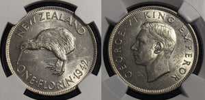 New Zealand 1942 Florin 2/- KM# 10.1 NGC AU58 aUNC #2277