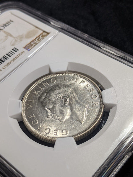 New Zealand 1942 Florin 2/- KM# 10.1 NGC AU58 aUNC #2277