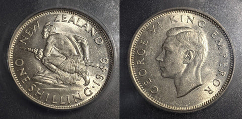 New Zealand 1946 Shilling 1/- KM# 9 ICG MS60 UNC #2278