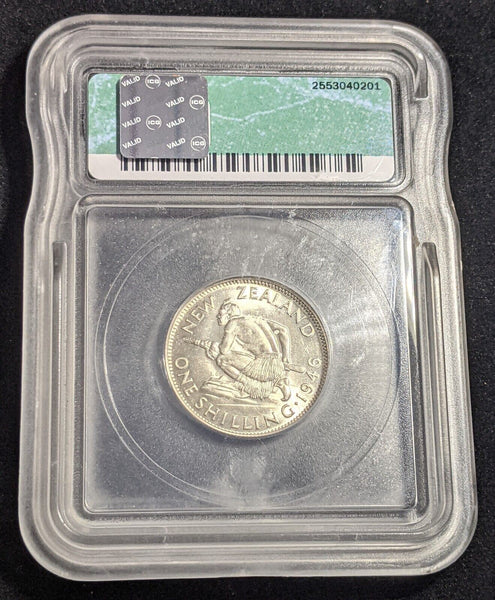 New Zealand 1946 Shilling 1/- KM# 9 ICG MS60 UNC #2278