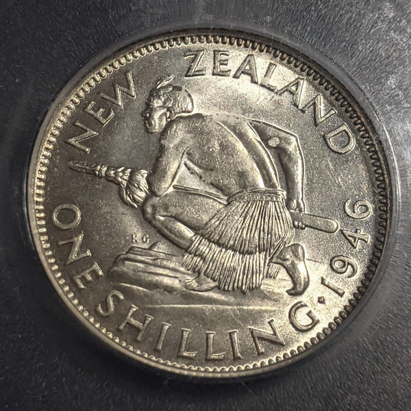 New Zealand 1946 Shilling 1/- KM# 9 ICG MS60 UNC #2278